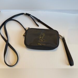 Disney  Mickey Black and Gold Etched Gray Crossbody Bag